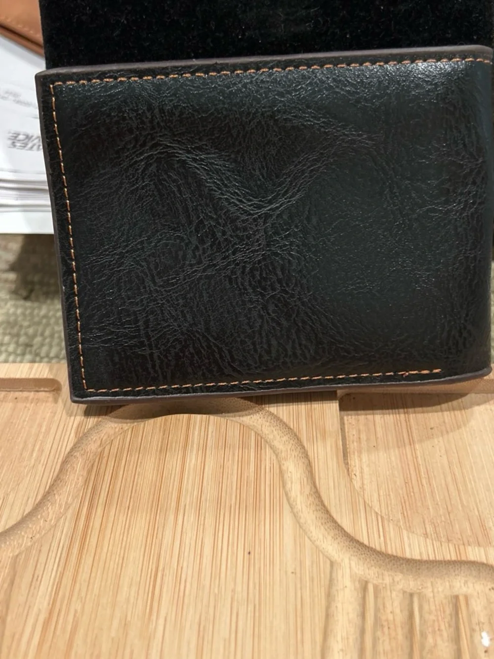 Black Leather Card & Key Holder Wallet for Men